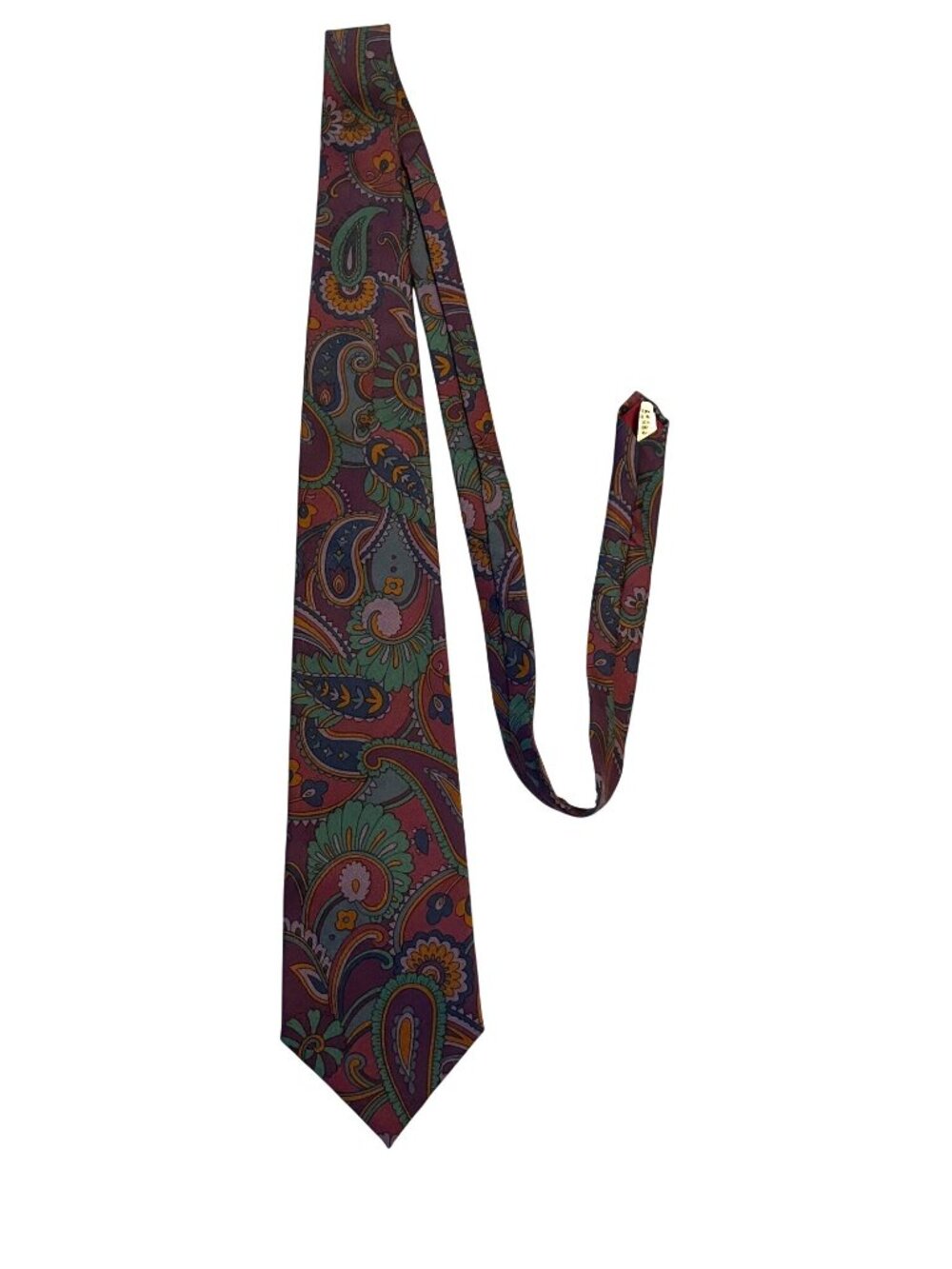 Vintage Carlos Tomasini Paisley Tie Burgundy Teal Madder Print USA Wide Retro Ne